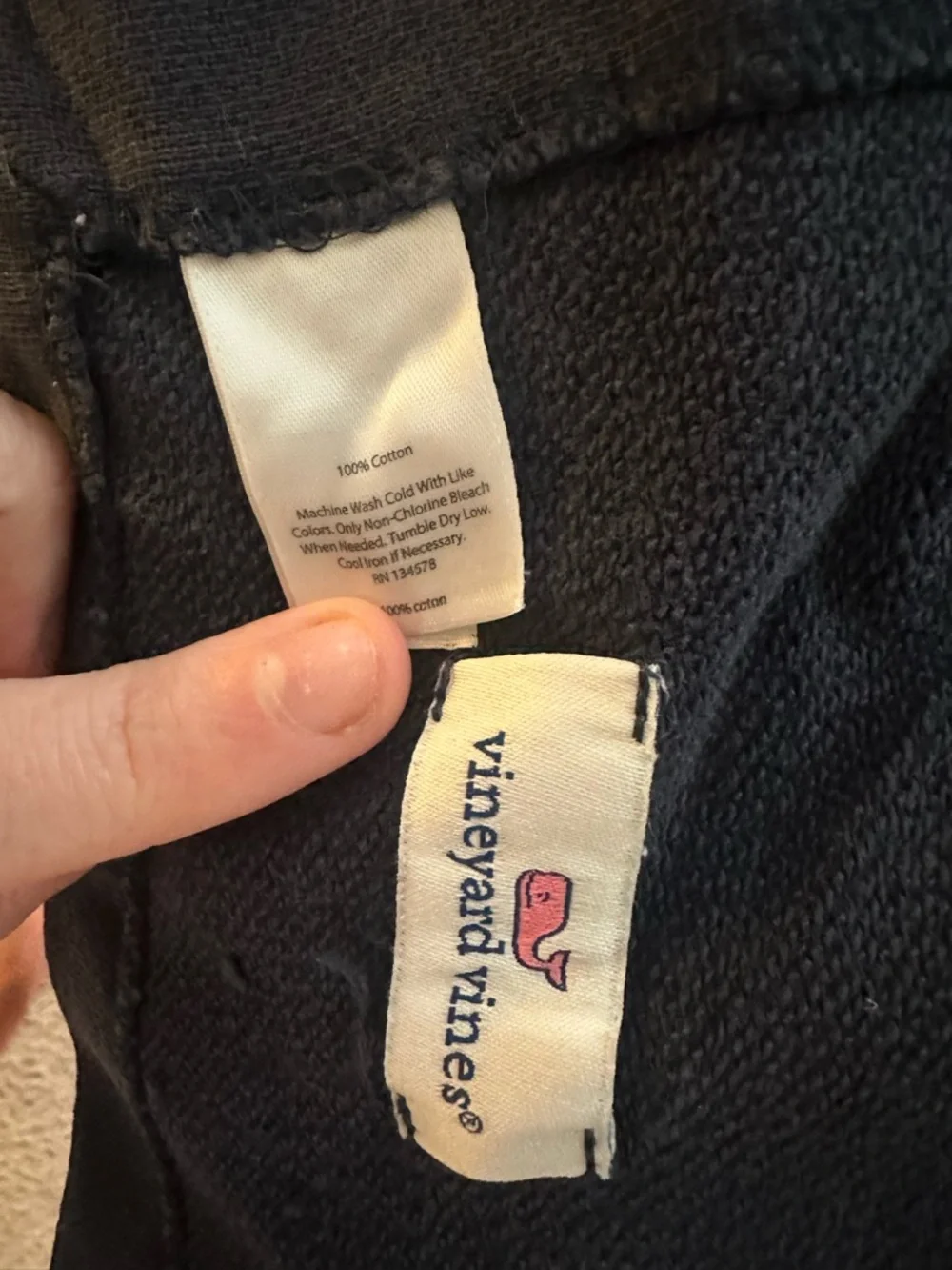 Vineyard Vines Black Cotton Whale Logo Blanket
